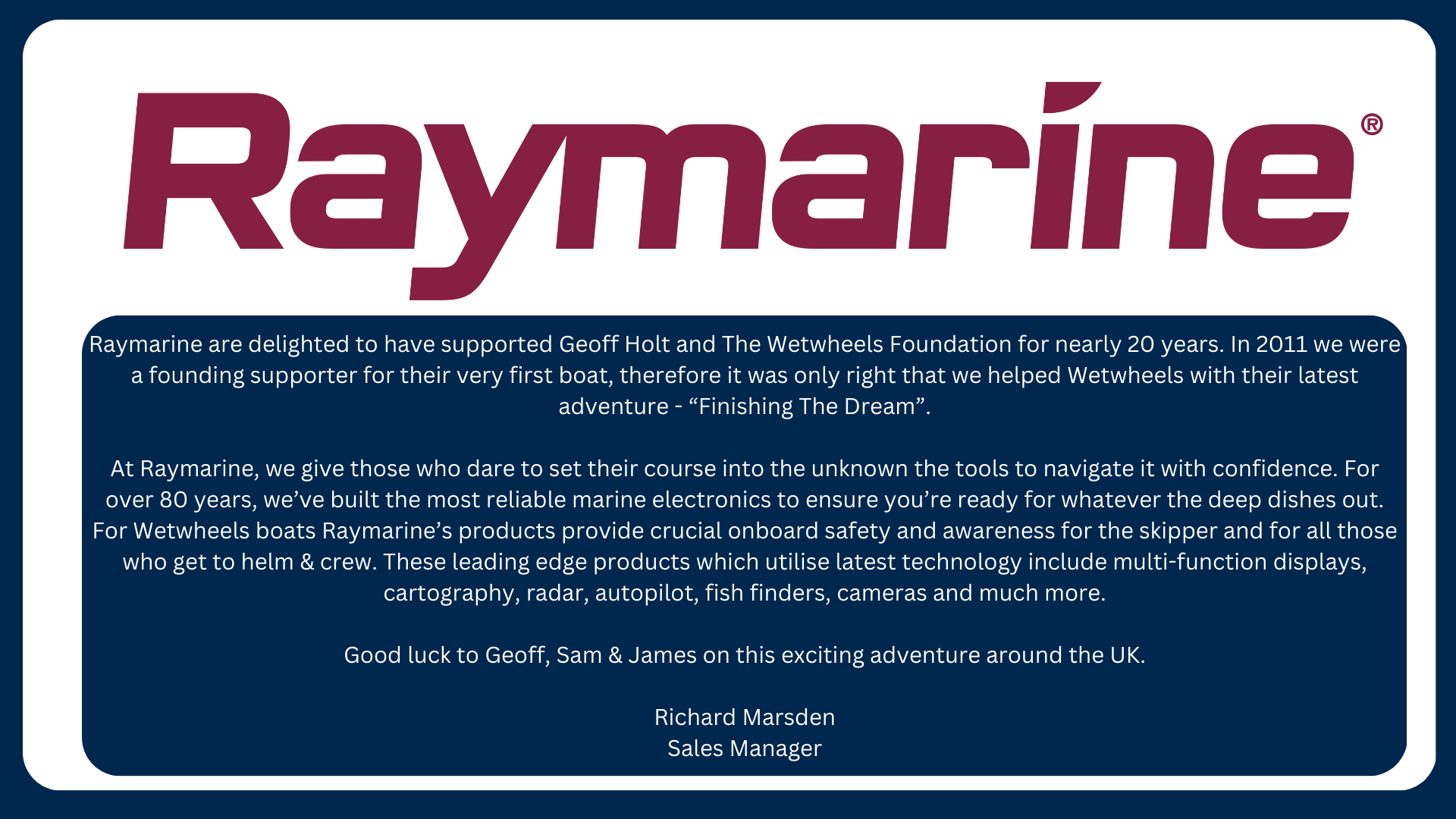 Raymarine Logo and quote